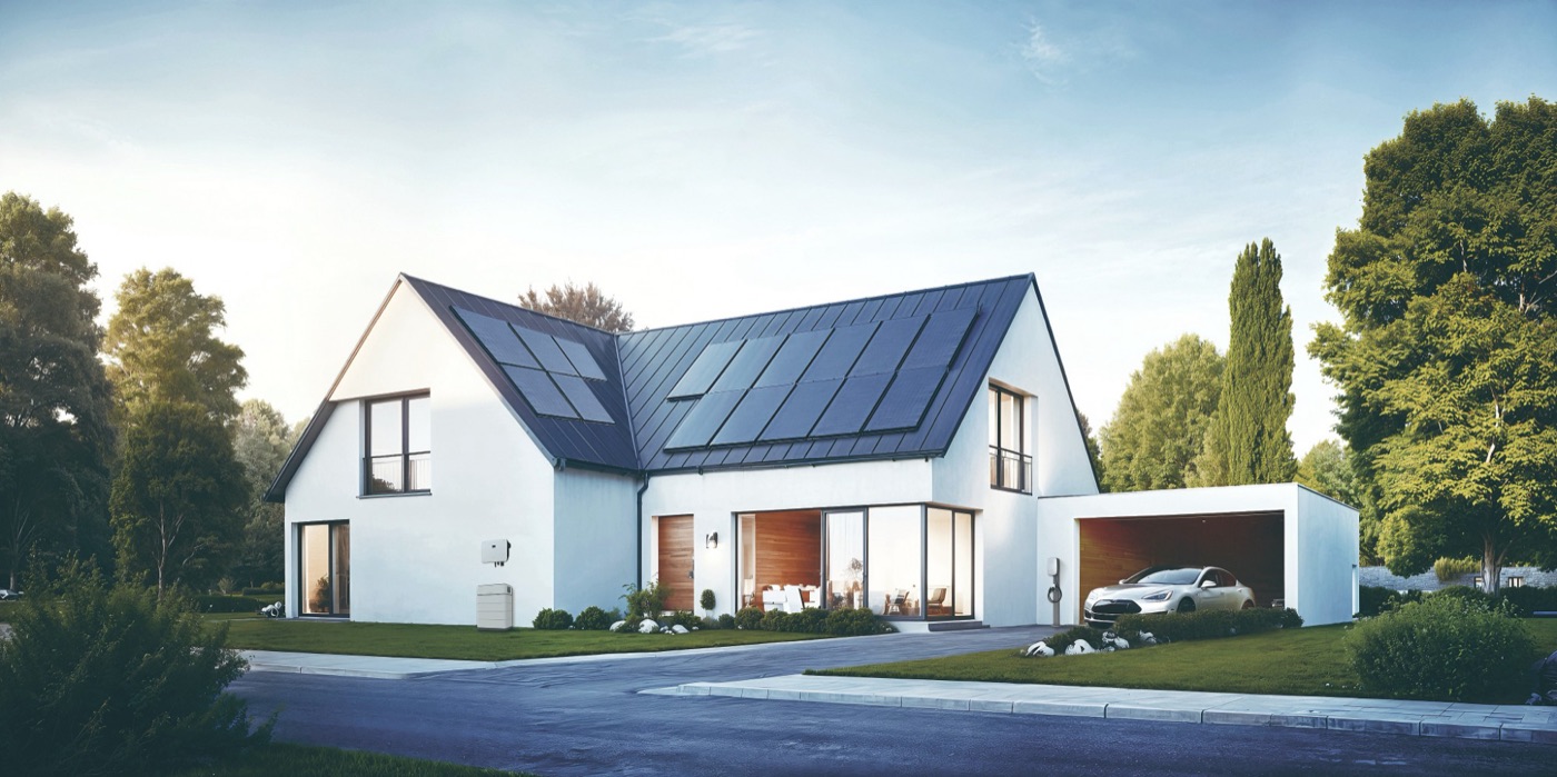 Einfamilienhaus mit PV-Anlage, Sungrow-Speicher und Wallbox — das E-Auto lädt mit eigenem Solarstrom